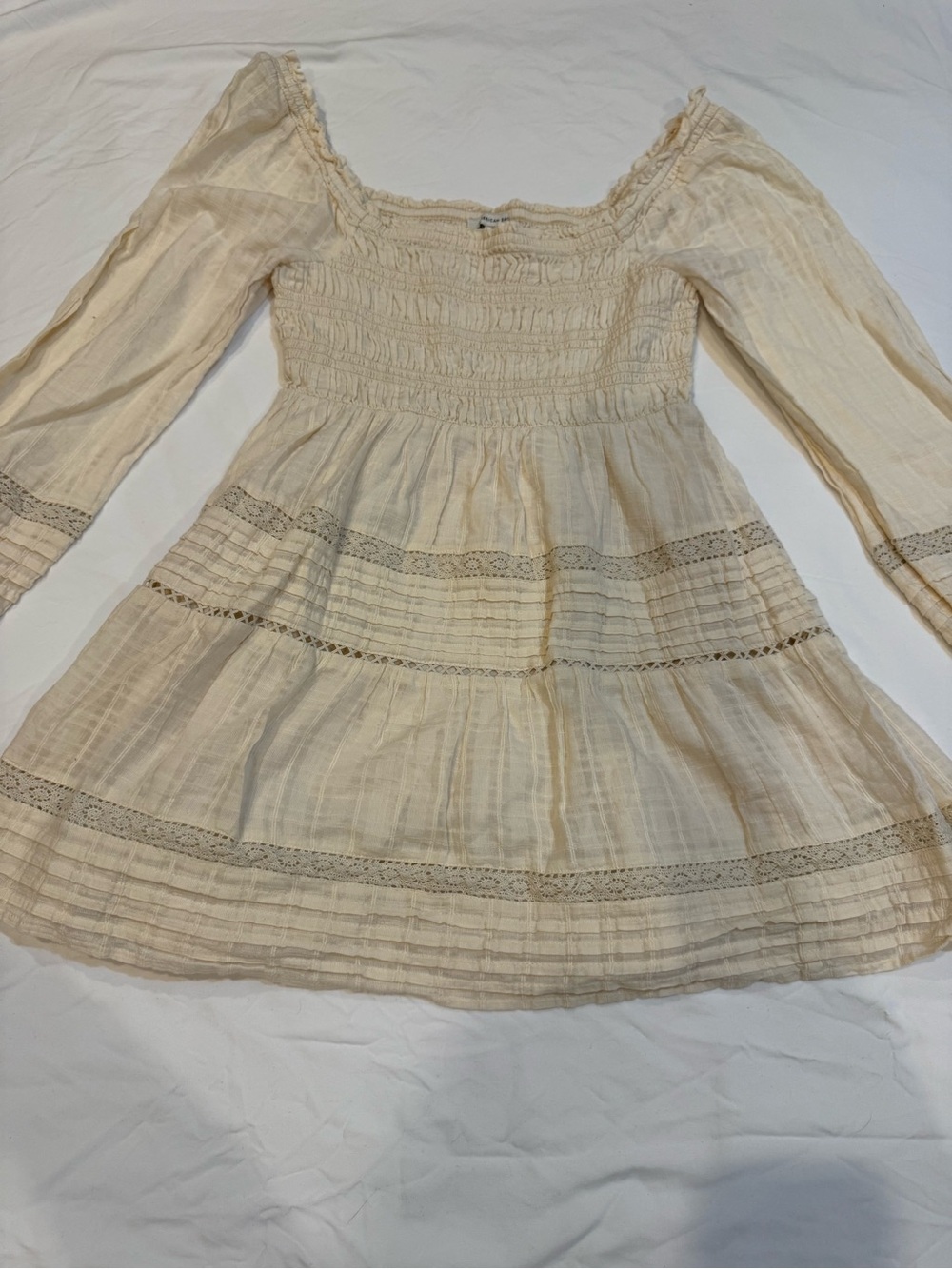 Woman’s Cream Boho Smocked Dress